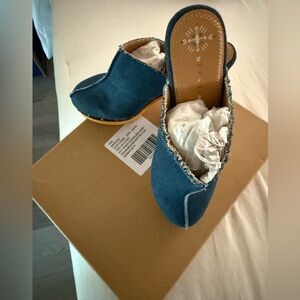 Free People Blue Mules